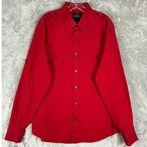 EXPRESS MK2 Shirt Fitted Red Long Sleeve Button Down Men's Size XL